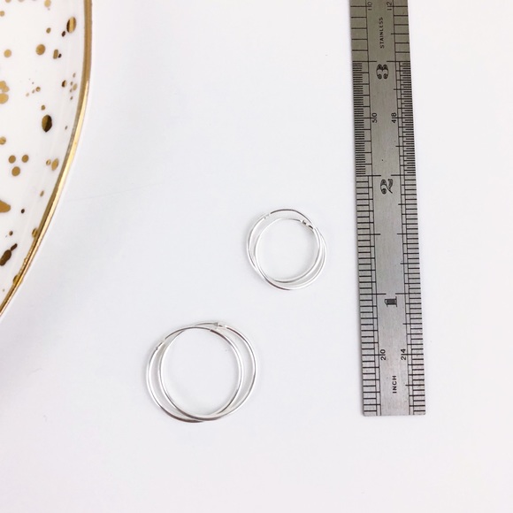 Sterling Silver Minimalist Endless Hoop Earrings - Picture 3 of 7